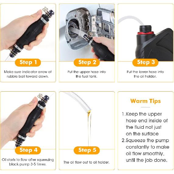 Gasoline Siphon Hose Pump, Hand Fuel Transfer Pump, High Flow Gas Siphon Pump For Water Gasoline Oil Petrol Diesel, Manual Fuel Pump With 2 Premium