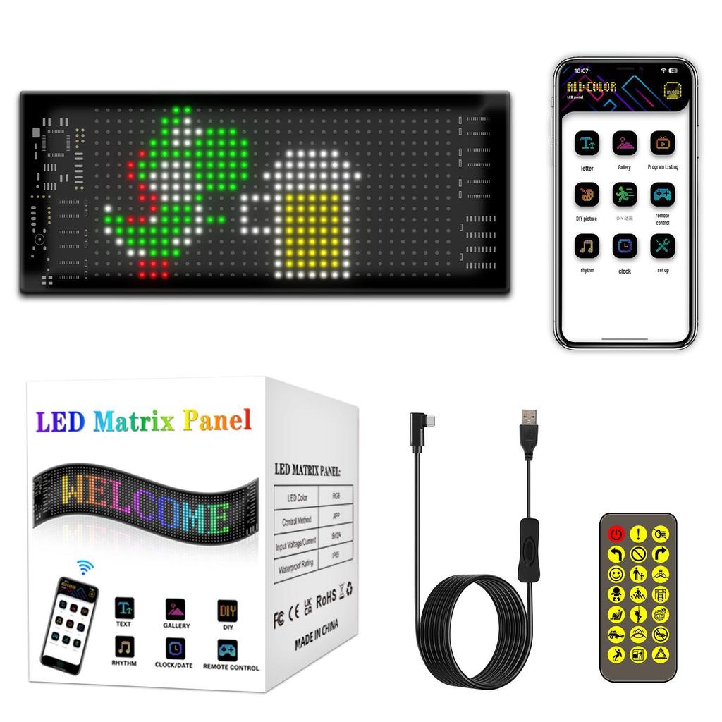 Bluetooth LED Display Cap: 16x32 Flexible Full-Color Scrolling Screen with Subtitle Feature