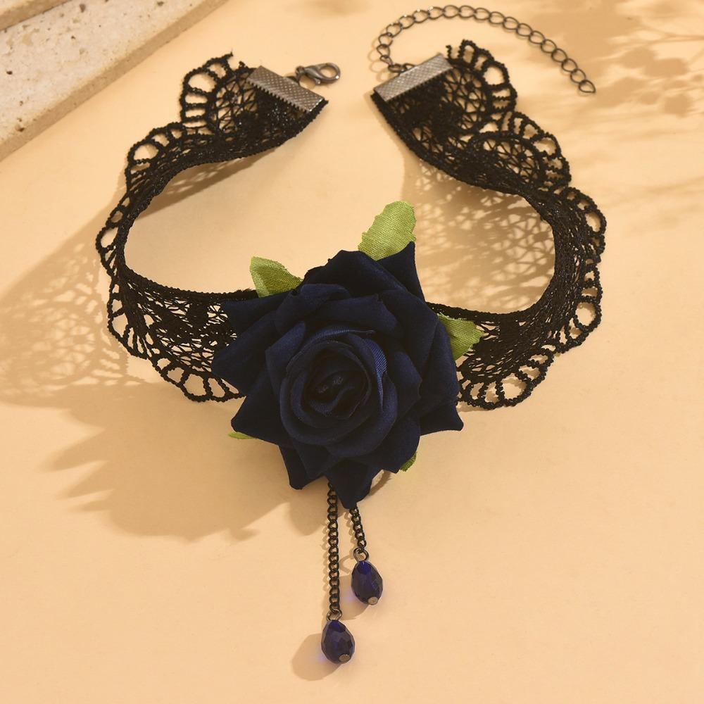 Unique Design Dark Style Gothic Necklace Niche Design Rose Lace Lolita Necklace Lace Choker Cosplay Events