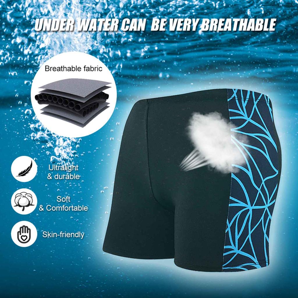 Quick Dry Men"s Swimming Trunks Sport Underwear Drawstring Boxer Briefs Summer Breathable Elastic