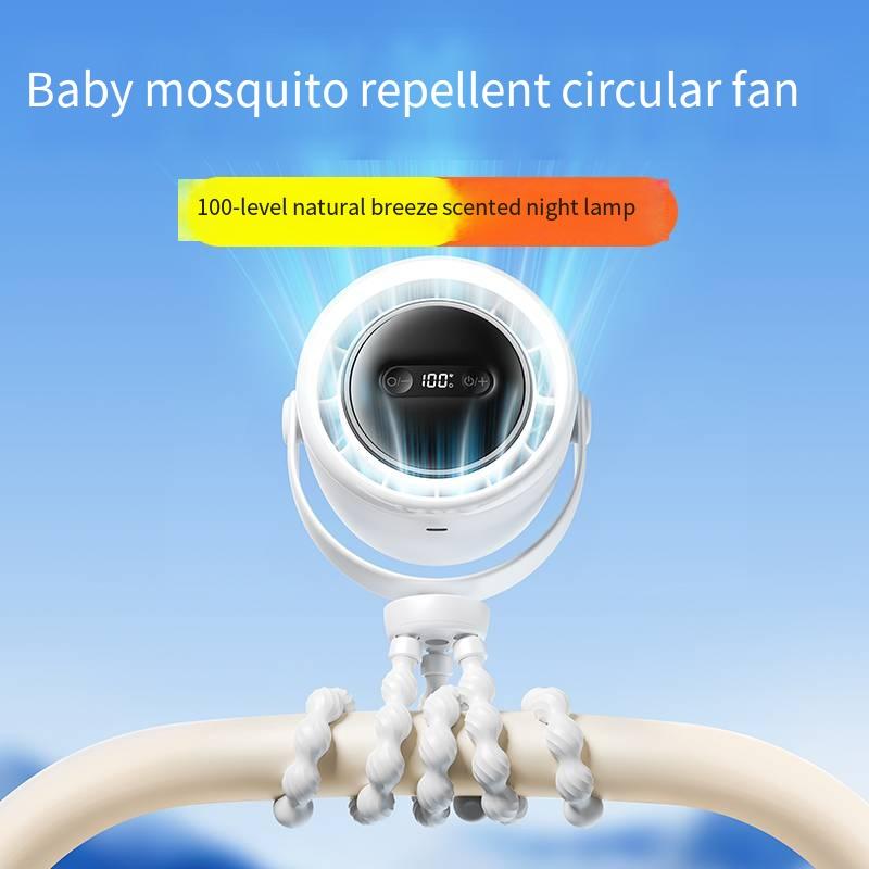 HOMEFISH Baby Stroller Octopus Clip Fan Anti-Pinch Hand 3 Speed with Night Light Aroma Diffuser USB Rechargeable Mini Portable C