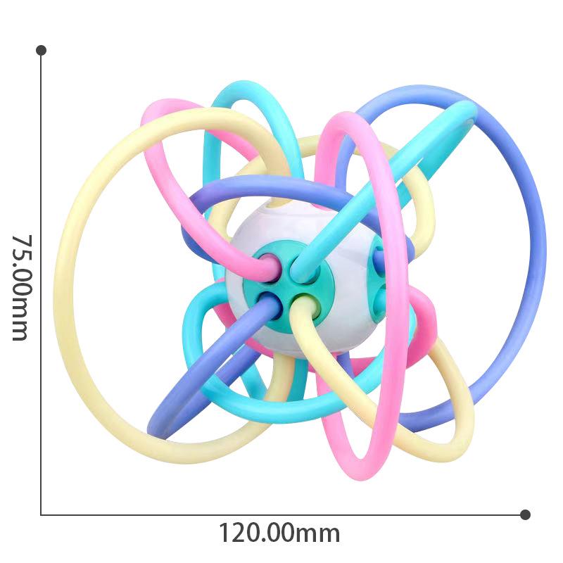 Soft Rubber Teething Rattle & Grasping Ball for Babies 0-12 Months
