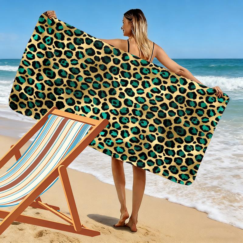 Leopard Print Beach Towel, Large Soft Quick Dry Towel for Beach Camping Swimming