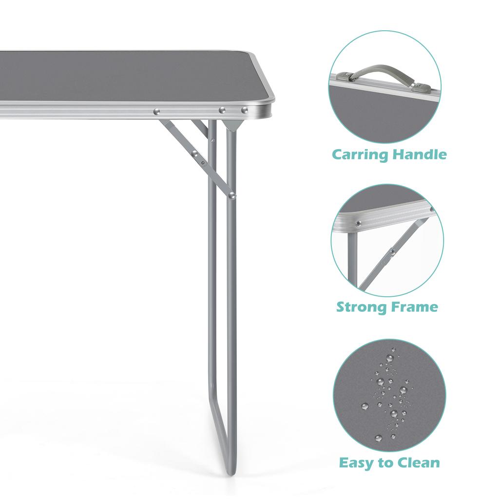 Portable Outdoor Folding Table w/Rectangular Design, Multi-Use Camping/Home/Learning Dining Table - Lightweight & Space-Saving