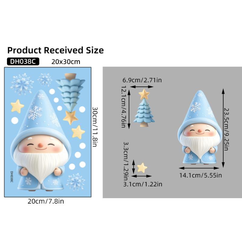 1/2/3/4/6/9 Sheets Winter Snowman Santa Claus Snowflake Static Electricity Decals Christmas Window Stickers Ornaments Xmas Decor
