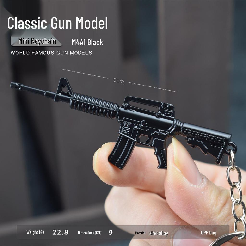 PUBG M4A1 Black Keychain: Small Gun Pendant