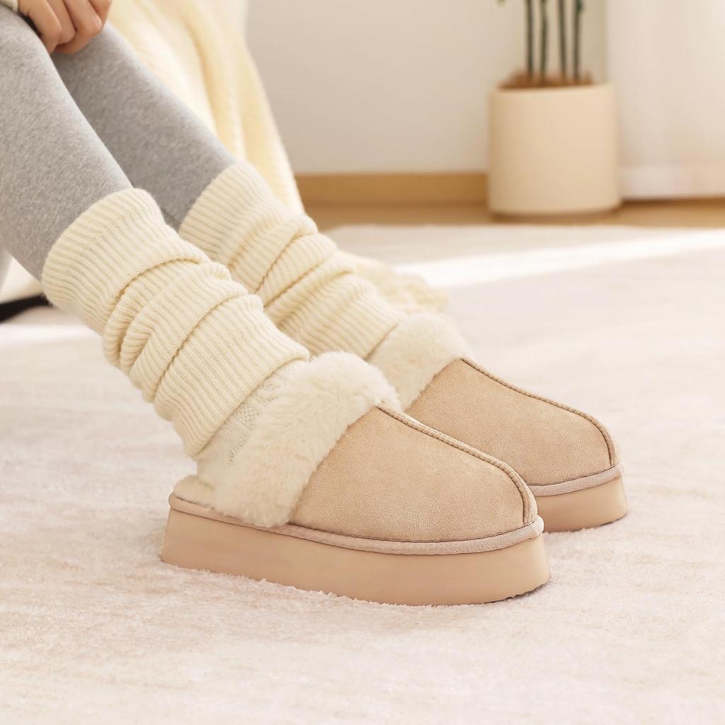 Fashion Shevalues Warm Fuzzy House Slippers For Women Fashion Fluffy Thick Sole Cotton Shoes High Quality Winter Fur Plush Women Slipper