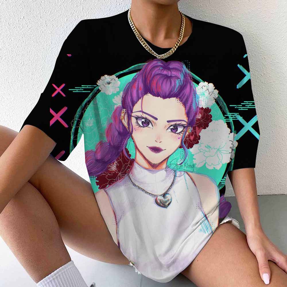 

Women s Summer T-Shirt KPop Demon Hunters Anime Character Graphic Print Streetwear Parties & Everyday Casual Occasions 6XL