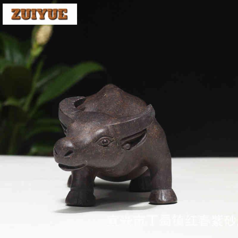 Yixing Zisha Zodiac Ox Tea Pet Creative Lucky Model Tea Figurine Play Toys Tea Statue Ornaments Can Be Raised Supplies Craft