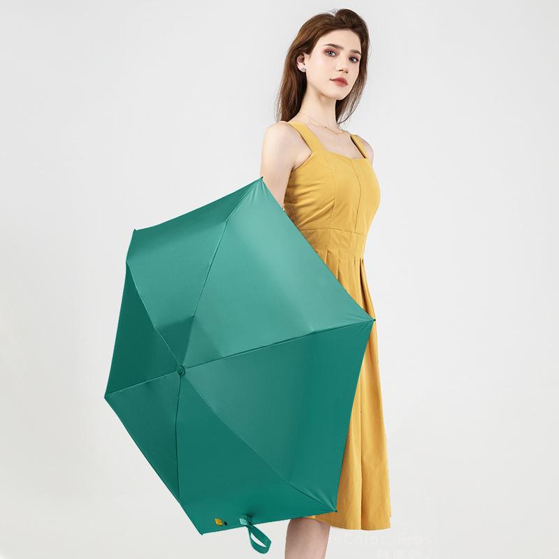 Sun Umbrella Black Vinyl Sun Protection Umbrella Six Ribs Capsule Umbrella 93cm Diameter