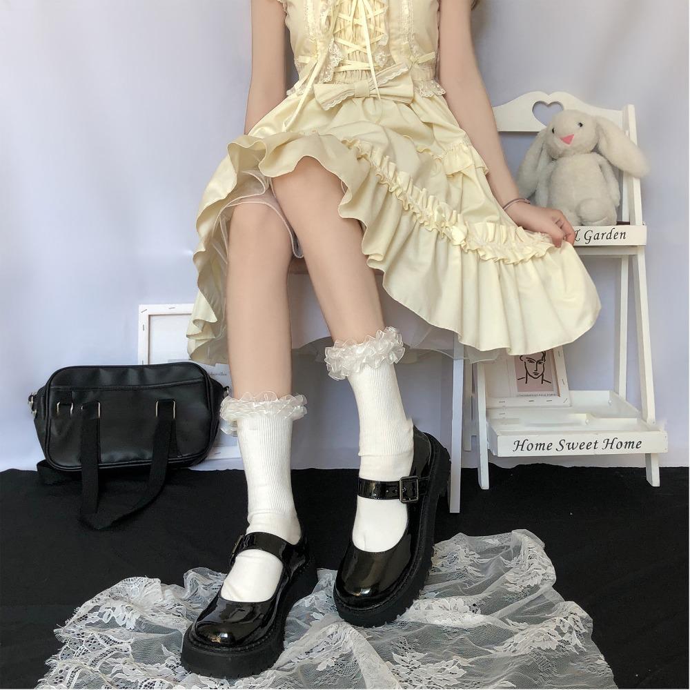 Summer Lace Socks Japanese Lolita Sweet Tube Socks Children's Black Cotton Lolita Calf Socks Tide