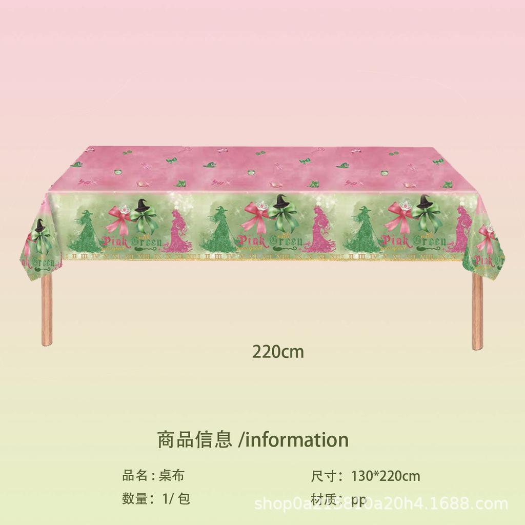 Pink Green Witch Theme Birthday Party Cutlery Paper Plates Paper Cups Paper Towels Tablecloths Flag Birthday Party Supplies
