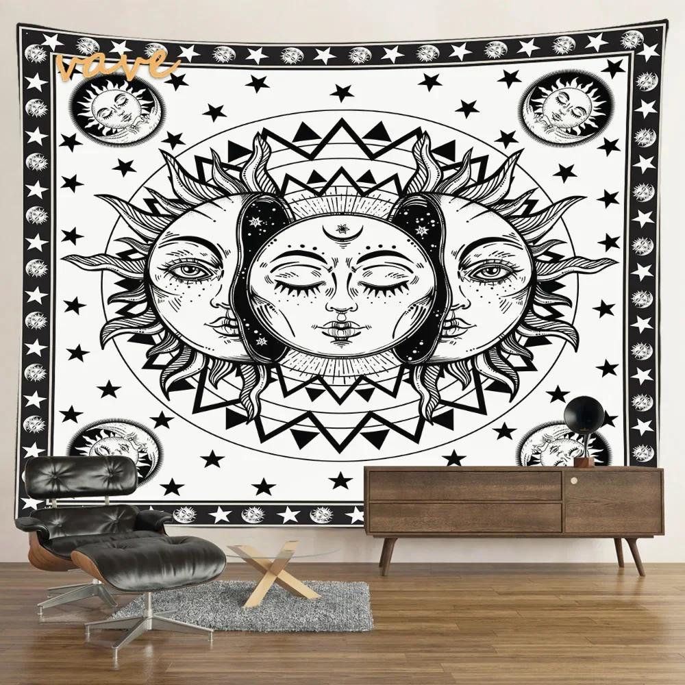VIKAMA Mysterious Tarot Tapestry Sun Moon Mandala Wall Hanging for Meditation Witchcraft Altar Bohemian Home Decoration
