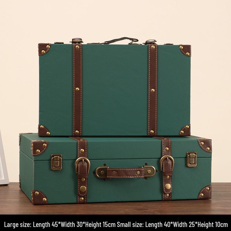 Vintage American Retro Leather-Wooden Suitcase Display and Photography Prop