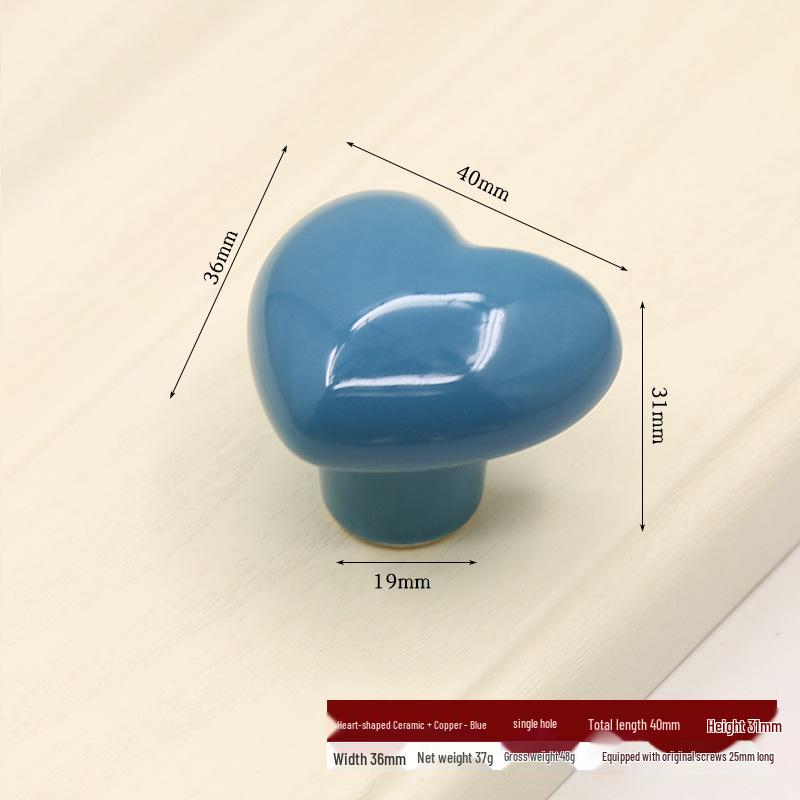 Colorful Heart-Shaped Ceramic Drawer Handle