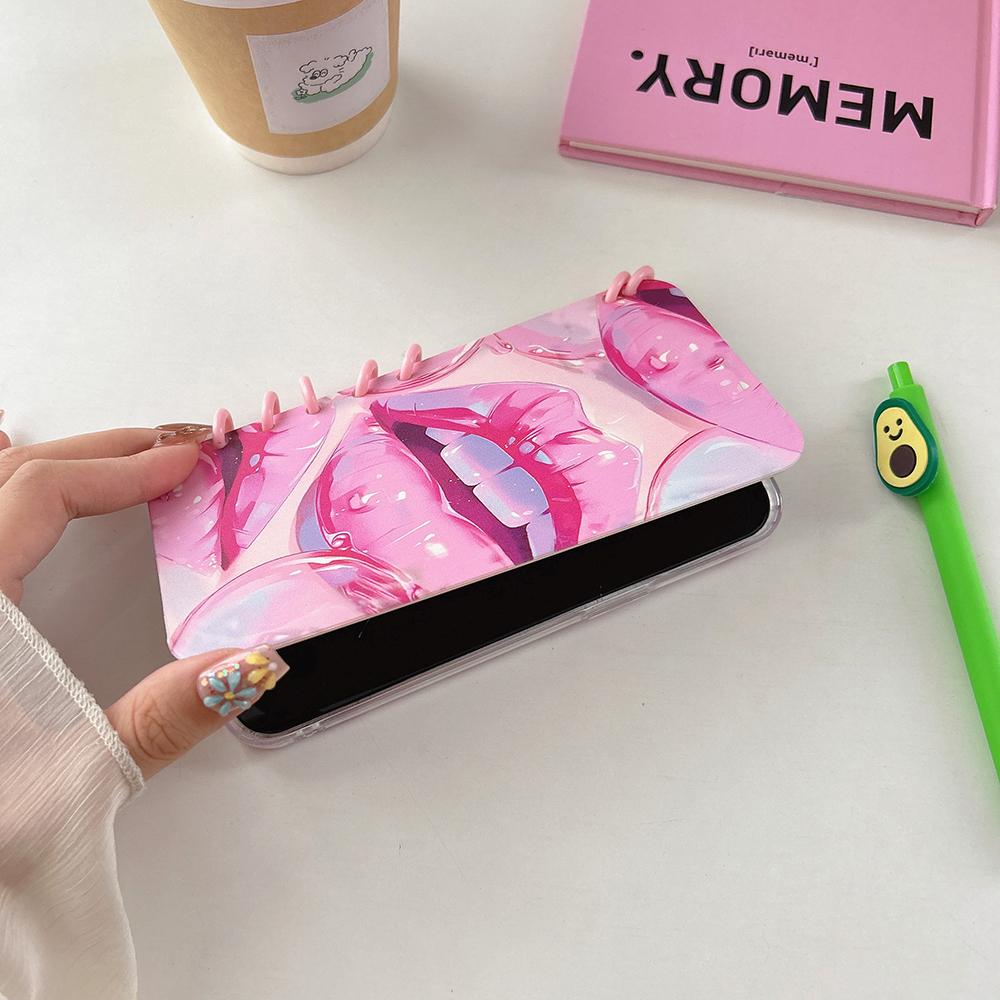 For Samsung Galaxy S25 Ultra S24 S23 S22 S21FE A56 A36 A16 A06 A55 A54 A13 Jelly Lip 3D Flip Notebook Holder Soft TPU Phone Case