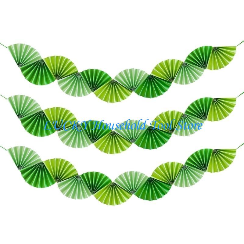 J0MC 3pcs Birthday Parties Pull Flag Eye Catching Paper Fan Banners Accessories