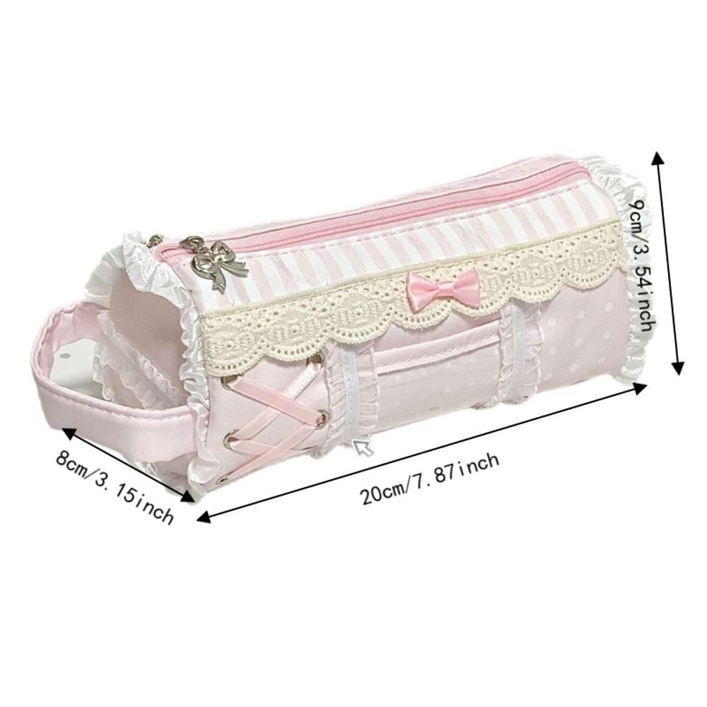 Ruffle Lace Pencil Case INS Style Stationery Pen Bag Makeup Bag Pencil Pouch Girls