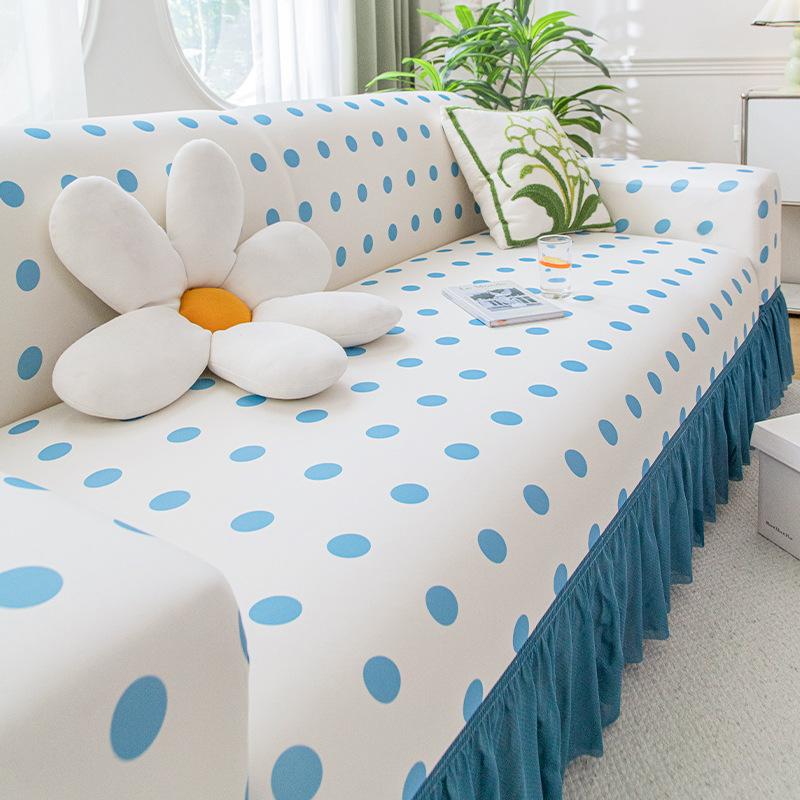 The New High end Anti slip All Inclusive All Purpose Summer Seat Cushion Cover with Ice Silk Cool Feeling Skirt Edge Sofa Cover Is Covered with Fabric