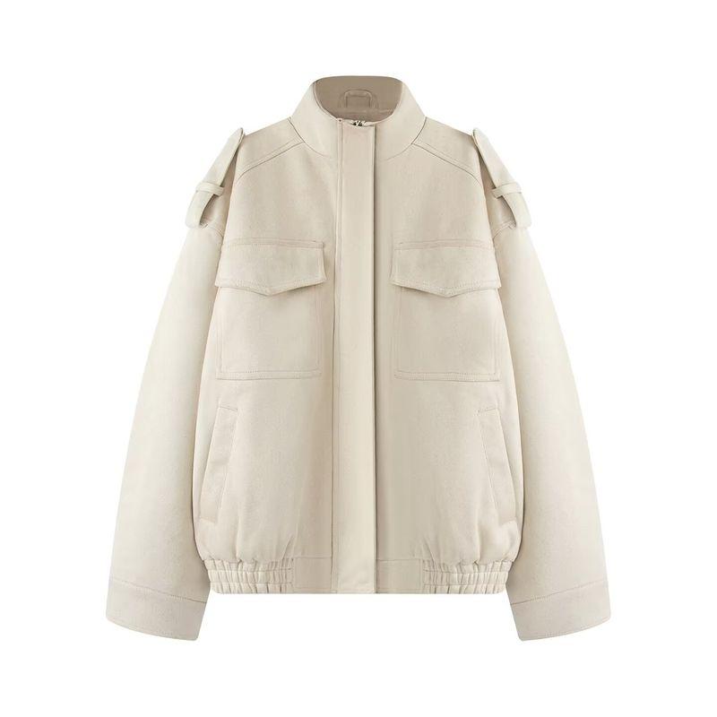 Za Autumn and Winter New Arrivals Women's Clothing Zr European and American Style Fashionable Pocket-Decorated Suede Texture Leather Jacket 4341770