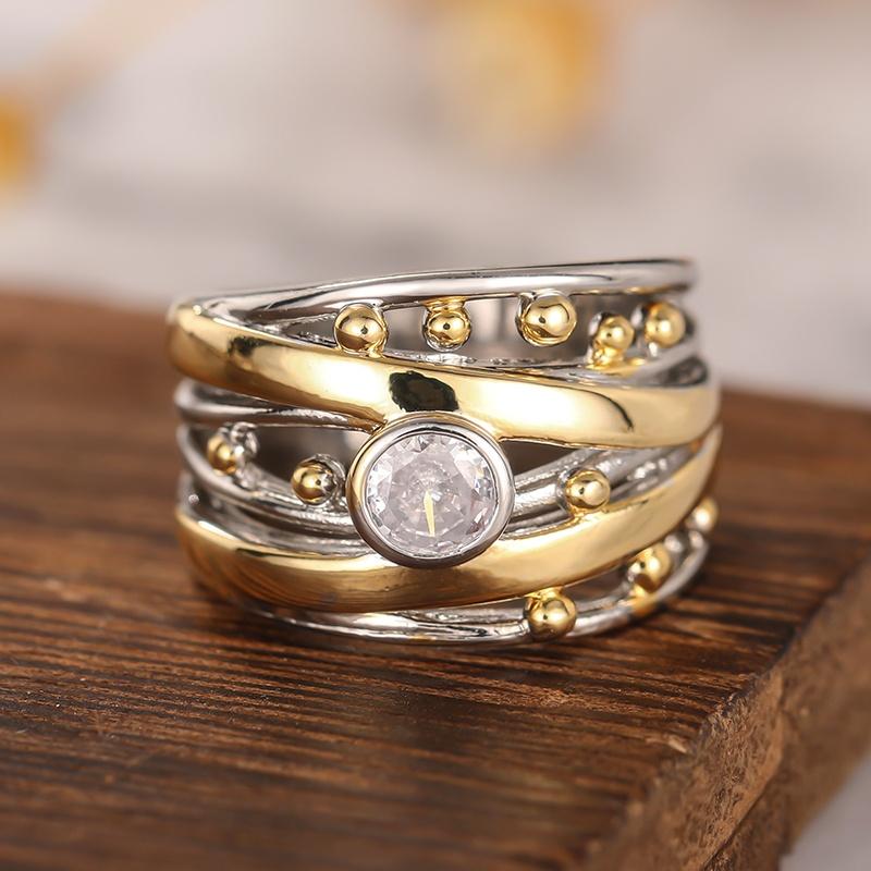 

CAOSHI Fashion Hollow Out Design Rings for Women Two Tone Newly Designed Wedding Party Accessories Gorgeous Finger Accessories 6