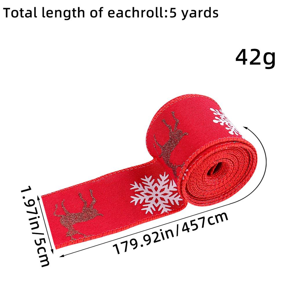 Christmas Bow Decorative Ribbon Christmas Elk Ribbon Diy Imitation Linen Webbing Material Gift Ribbon