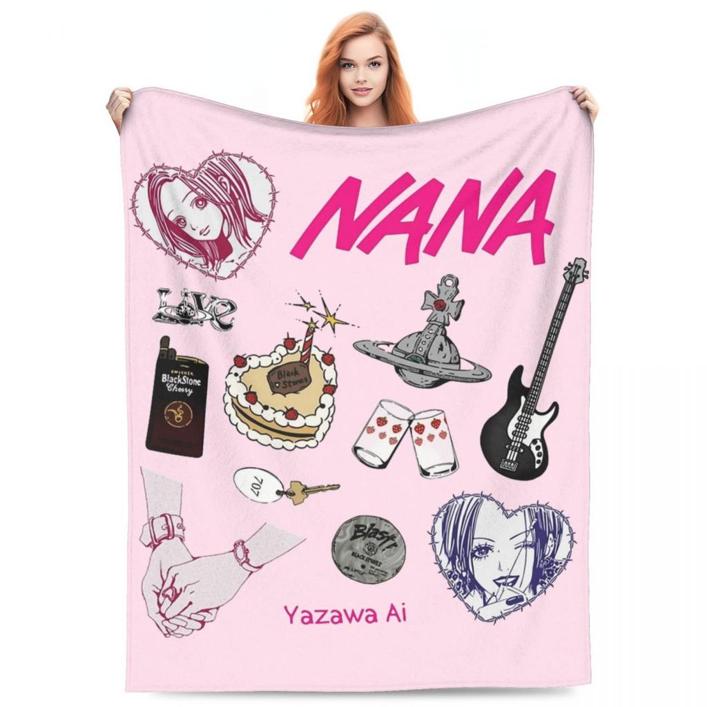 Anime Girls Nana Flannel Blanket 3d Printed Picnic Blankets Warm Soft and Comfortable Throw Blanket Home Travel Birthday Gift