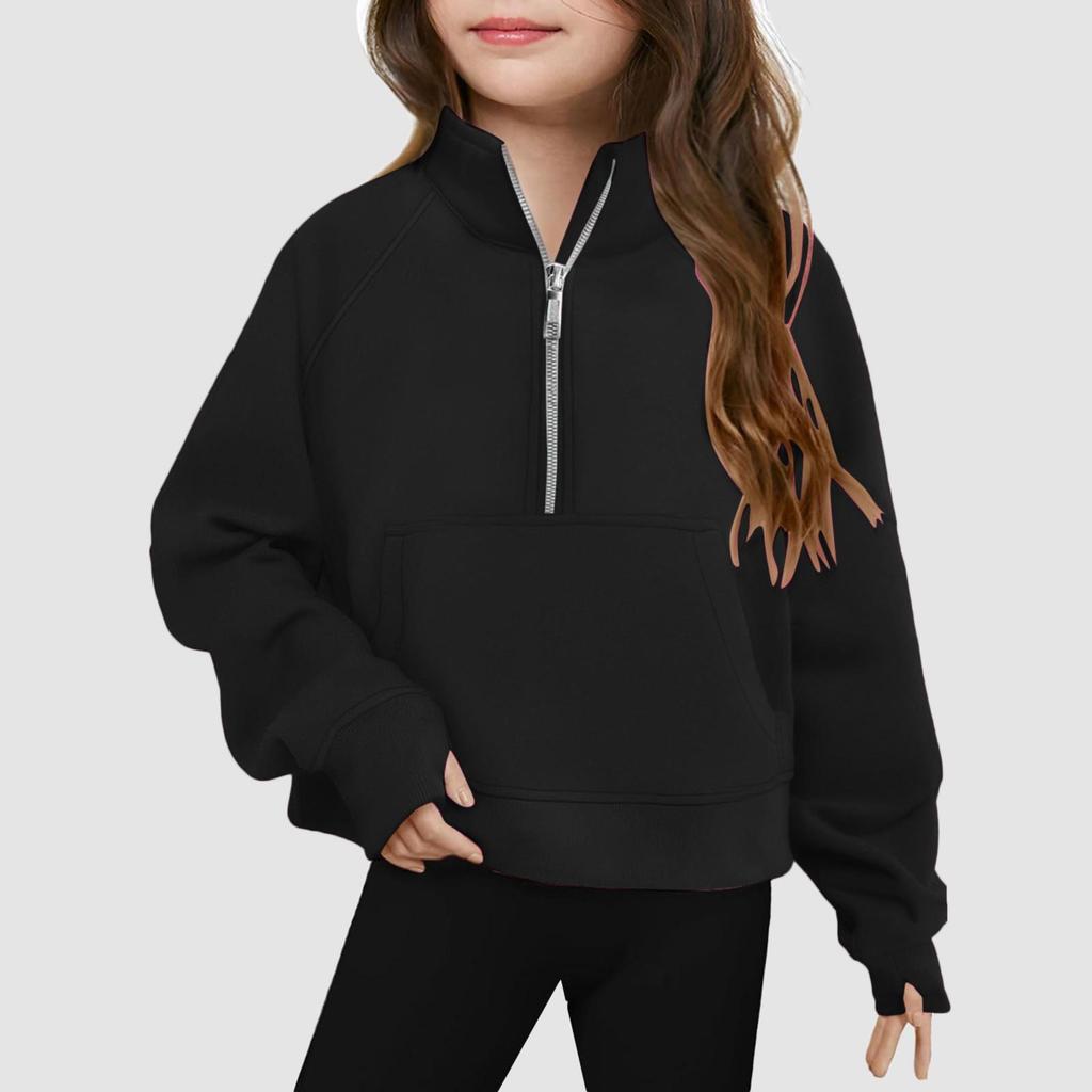 Children's Fashionable Sports Stand-up Collar Half-Zip Sweatshirt Long Sleeve Loose-fitting Top