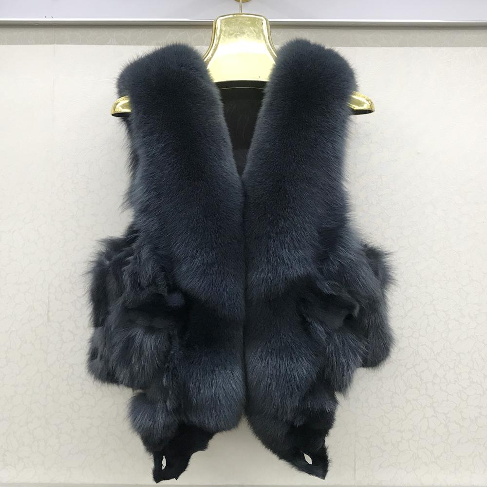 Vest Natural Soft Fox Fur Sleeveless Jacket Lady Quality Warm Real Fox Fur Gilet