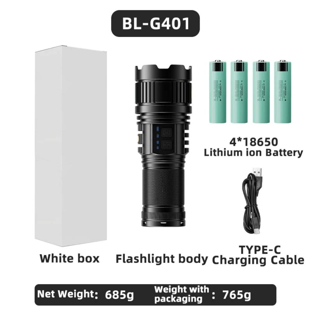 Super Bright White Laser Flashlight Use 4*181350Battery Rechargeable Powerful Al Alloy Torch Waterproof Zoom LED Flashlight