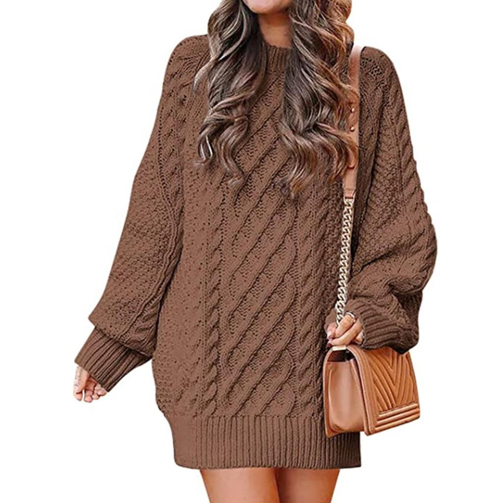 Women's Fashion  And Winter Round Neck Long-Sleeved Warm Sweater Top