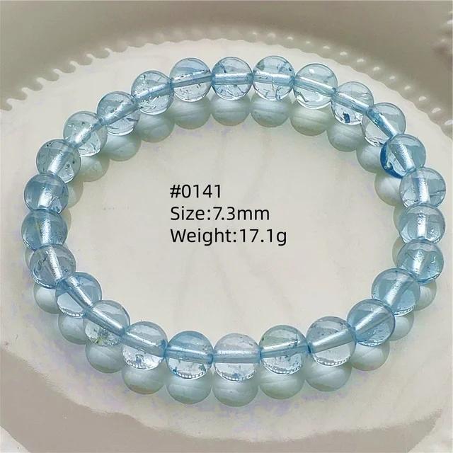 Natürlicher Blauer Topas Klare Runde Perlen Trendiges Unisex Armband Schmuck Party Geschenk 7mm 8mm AAAAAA