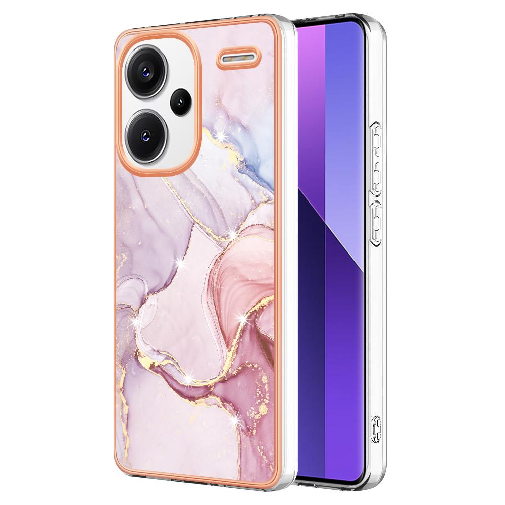 For Xiaomi Redmi Note 13 Pro+ 5G TPU Case with IMD Marble Pattern Electroplated Back Cover