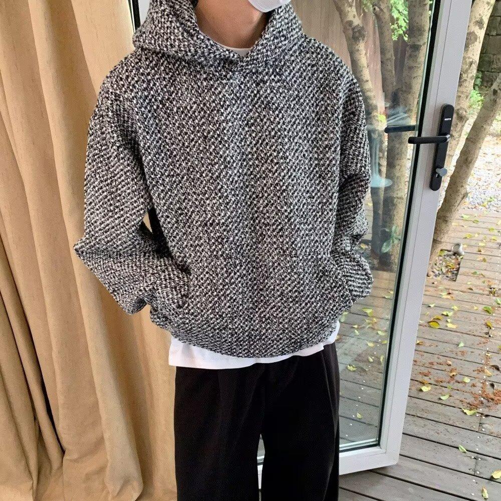 Винтажная текстура с капюшоном толстовка женская 2024 осень Y2k свободные длинные рукава — фото 14