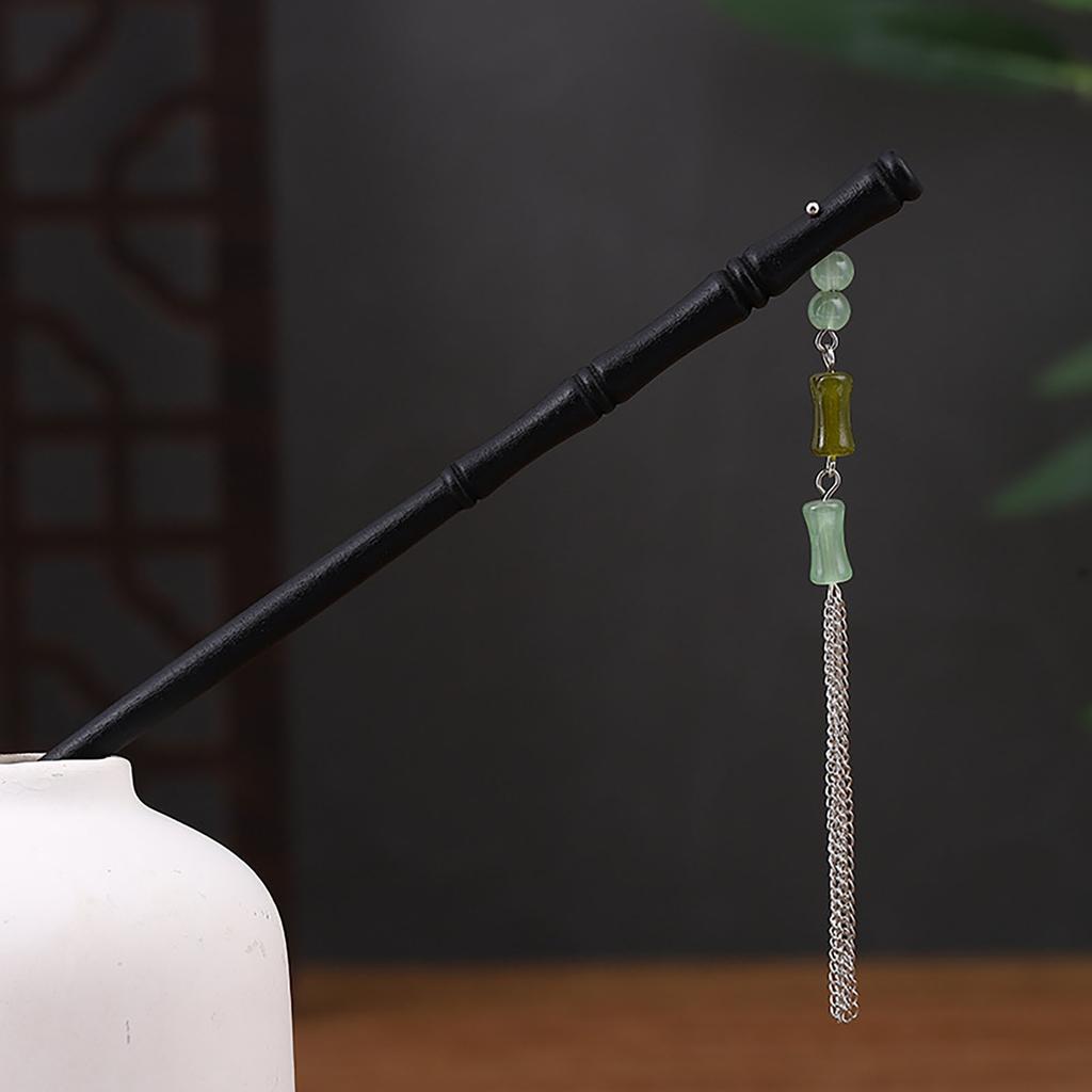 Vintage Chinesischer Stil Holz Haarstäbe für Frauen Mädchen Mond Quaste Haarnadel Haarspange Hanfu Kopfschmuck Schmuck Haarschmuck