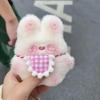 Handmade Rabbit Keychain Plush Squeaking Function Keys Chain for Bag Schoolbag