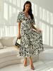2024 Summer V-Neck Mid-Length Floral Swing Dress for Women