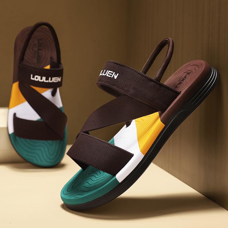 Fashion Men Open Toed Breathable Comfortable Non Slip Casual Lightweight Beach Sandals Trendy All-match Breathable Wear-Resistant Sandal