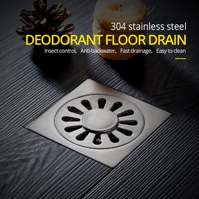 Floor Drains 10cm Stainless Steel Floor Drain Bathroom Kitchen Shower Double Anti-odor Floor Drain Square Bath Drain BS-811510