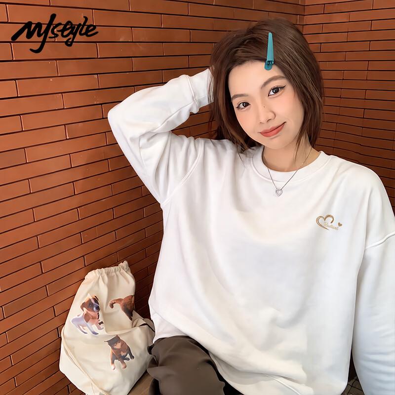 MJ Style Women's Heart Letter Print Crew Neck Sweatshirt