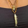 Vergoldete Fisch-Anhänger-Halskette für Damen, Kleinfisch mit Diamanten besetzt, Kreativer Tierschmuck, Modische Halskette Geschenk