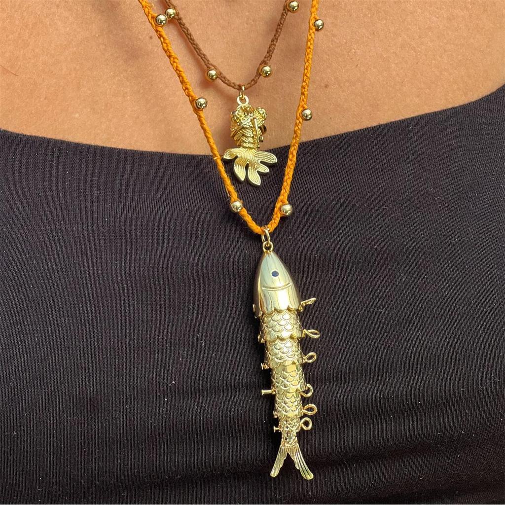Vergoldete Fisch-Anhänger-Halskette für Damen, Kleinfisch mit Diamanten besetzt, Kreativer Tierschmuck, Modische Halskette Geschenk