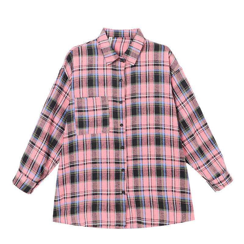 2025 Autumn Plus Size Plaid Shirt: Loose, Casual, Versatile Retro Top