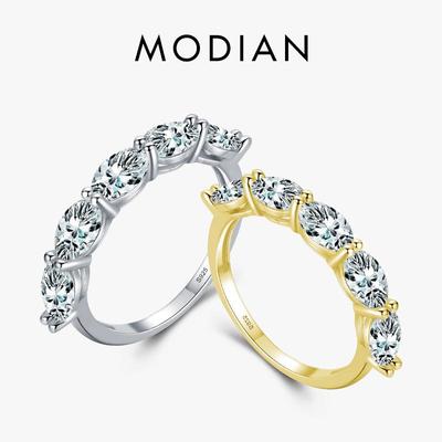MODIAN 925 Sterling Zilver Luxe Grote Clear Zirkoon Bruiloft Vinger Ringen voor Bruids Vrouwen Engagement Kerstcadeau Fijne Sieraden