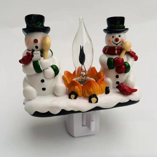 Christmas Campfire Flickering Night Light 3D LED Small Electric Light with Faux Flicker Flame for Holiday Indoor Decorations