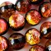 [GOLD STONE] Glow-in-the-Dark Kerama Sunset Orange Firefly Glass Beads, 50 Beads, 8mm, from the Kerama Islands, Okinawa