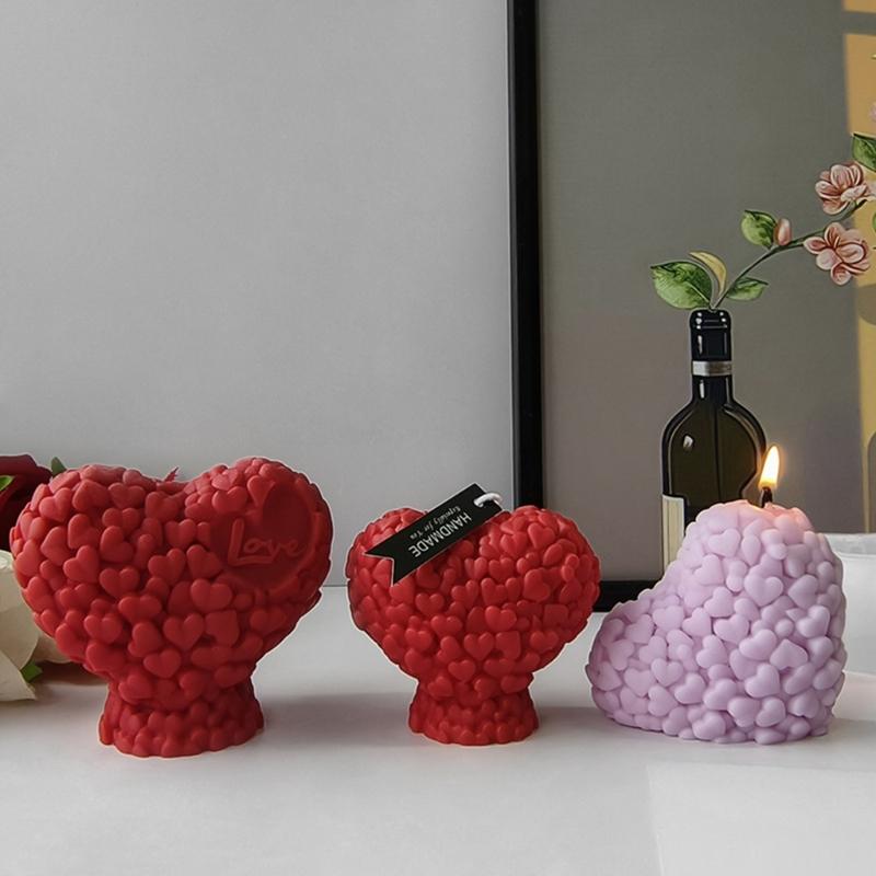 Heart Shape Candle Mold Silicone Mould for Candle Making DIY Fondant Aromatherapy Scented 3D Moulds Valentines Day Gifts