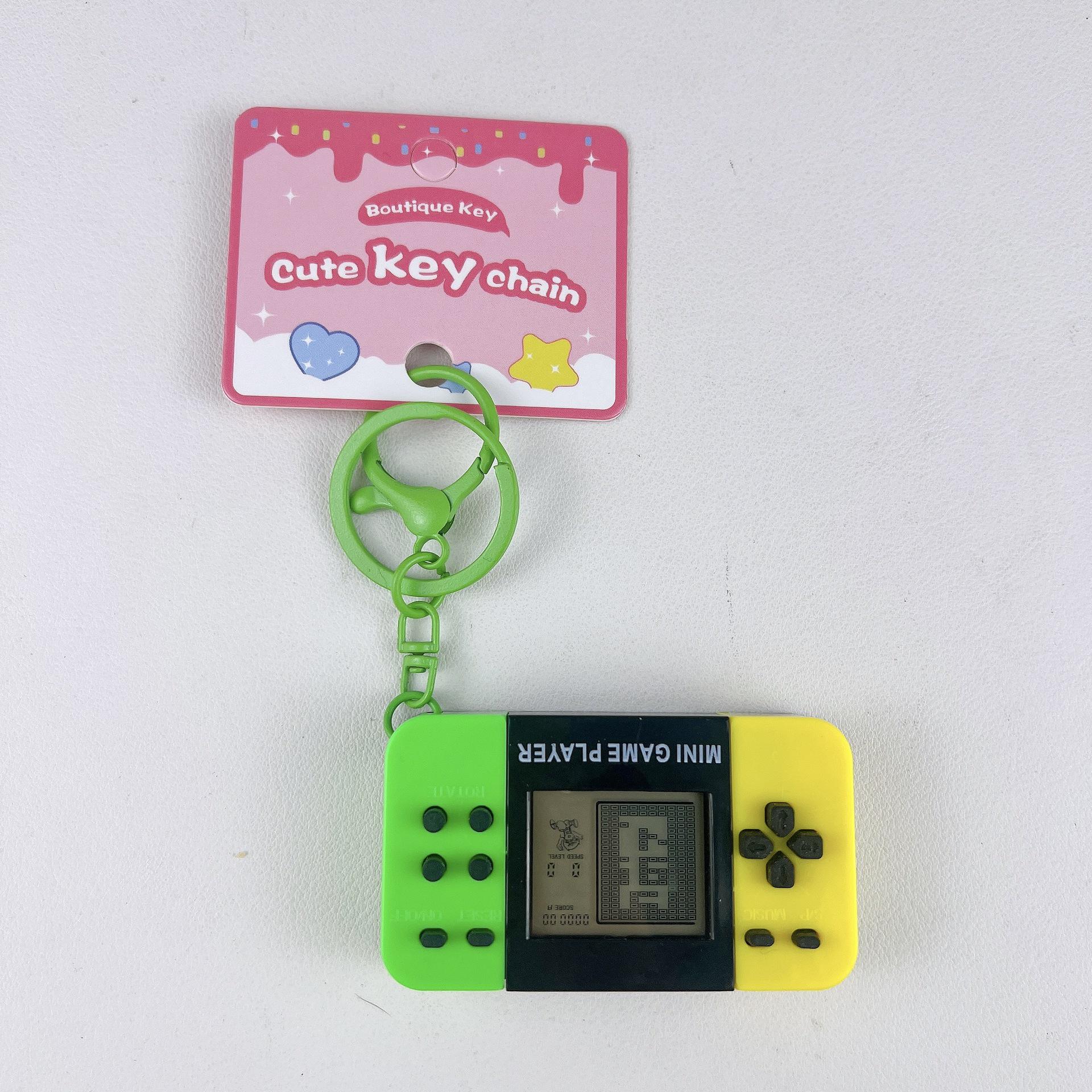 Portable Nostalgic Tetris Game Console Keychain жёлтый/зелёный