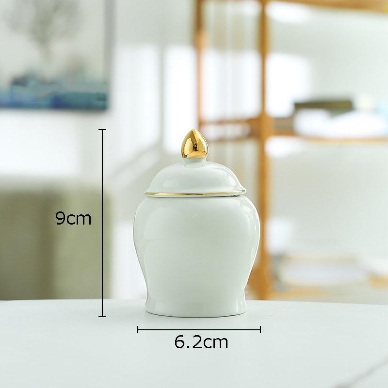 Gold Plated Tea Canister Sealed Ceramic General Jar Storage Jar with Lid Porcelain Desk Decoration Tea Cans Candy Pots Tea Caddy