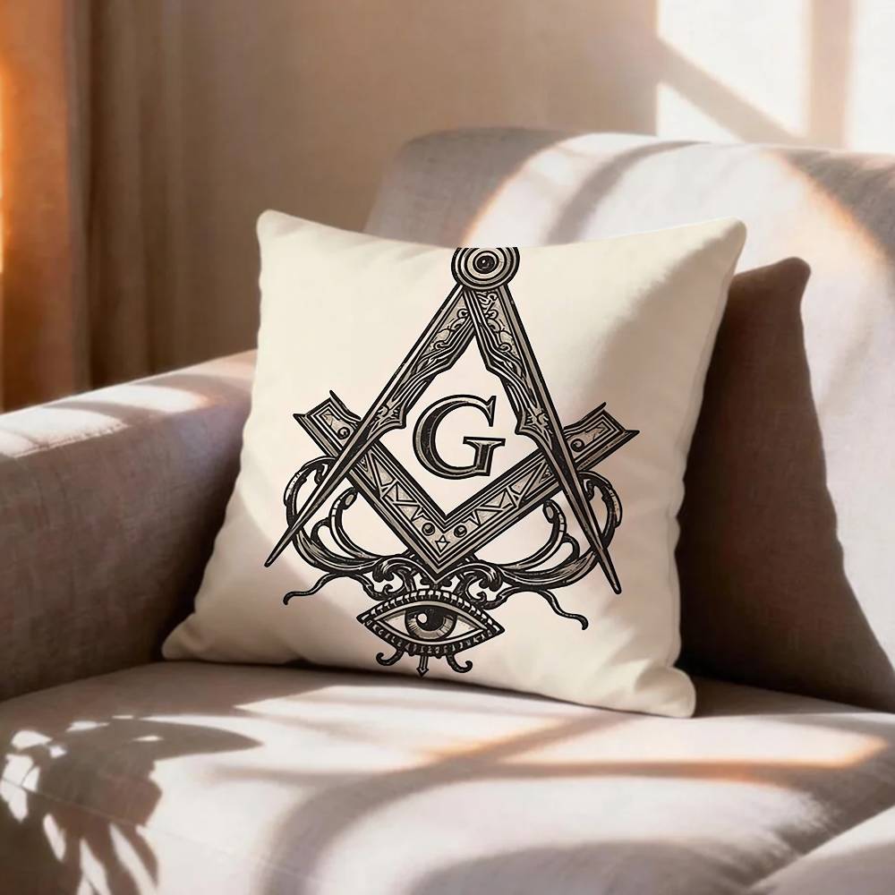 COOL FFreemasonry Symbol Pillow Case Pattern Printed Pillowcase For Living Room Sofa Cushion Cover